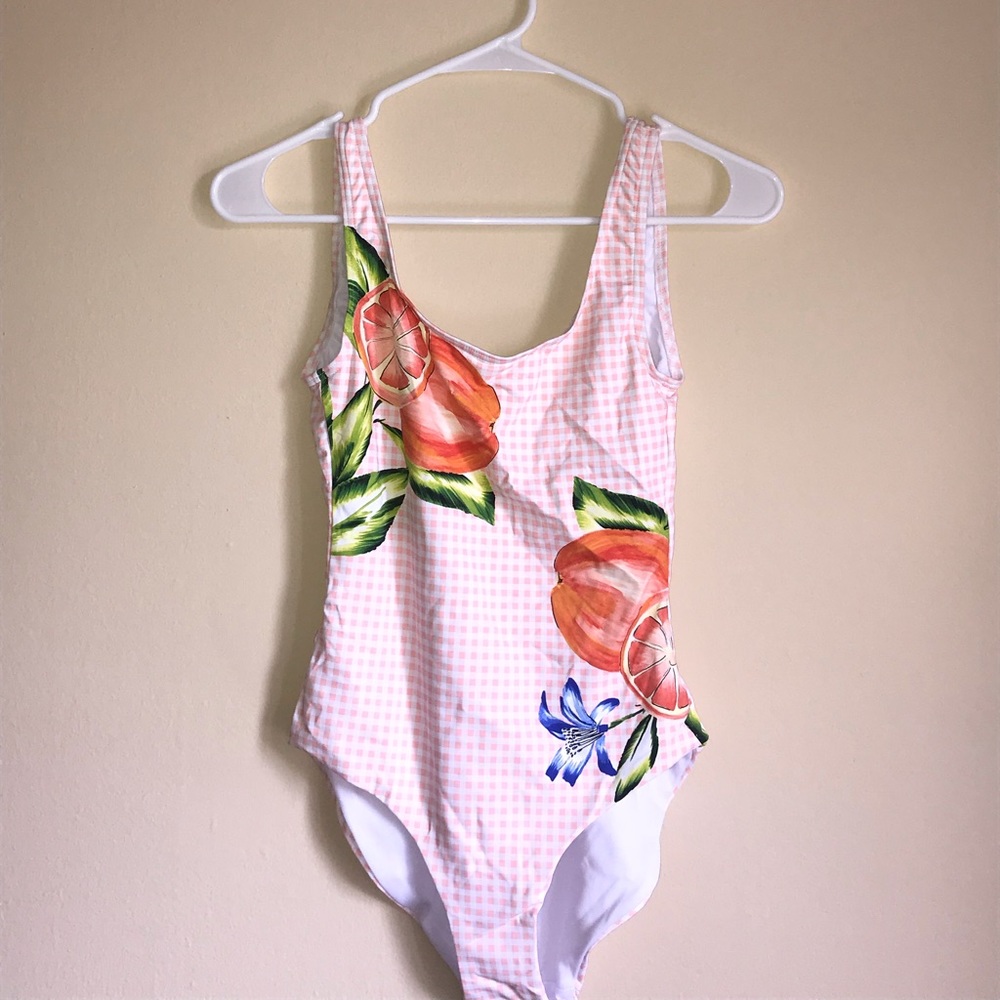 Anthropologie Onia Onepiece Swimsuit Orange Plaid - Picture 2 of 5